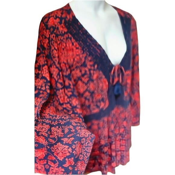 TORRID NEW Babydoll Gauze Crochet Trim Floral Lace-Up Top 4X - Picture 3 of 16